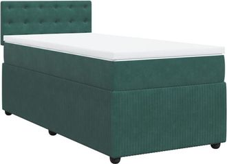 vidaXL Cama Box Spring Con Colch&oacute;n Terciopelo Verde Oscuro 80x200 Cm Vidaxl