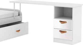 Muemue Escritorio + Cajonera Aglomerado Blanco Cuero 76,5x150x45cm