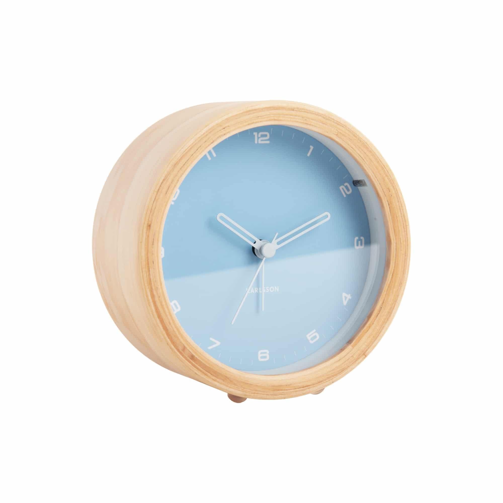 Karlsson Wecker Gentle Blau Rund Holz Wecker für