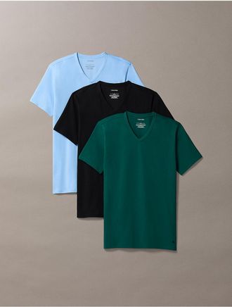 Calvin Klein Mens Cotton Stretch Blend 3-Pack Slim Fit V-Neck T-Shirt - Multi - XL