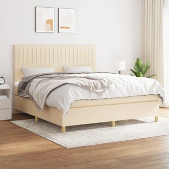 vidaXL Vidaxl - Cama Box Spring Con Colch&oacute;n Tela Color Crema 180x200 Cm