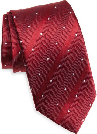 David Donahue Polka Dot Silk Tie in Red at Nordstrom