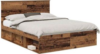 vidaXL Bed Frame with Headboard Old Wood 150 x 200 cm Solid Pine Wood vidaXL