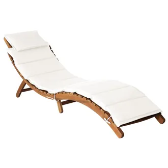 vidaXL Vidaxl - Lettino Prendisole Con Cuscino In Legno Massello DAcacia Crema
