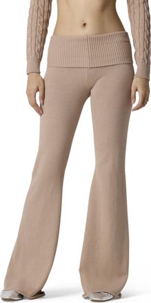 Florence By Mills Florence by Mills Womens Barre Collection Foldover Wide Leg Pant Casual, Warm Taupe, XS