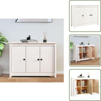 vidaXL The Living Store Credenza Bianca 100x35x74 cm in Legno Massello di Pino - Credenza in pino