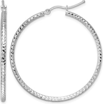 Diamond2Deal 10k Gold Diamond-cut 2mm Round Tube Hoop Earrings