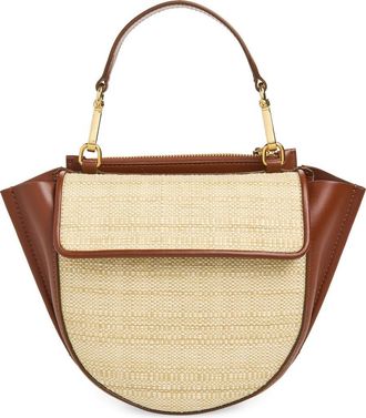 Wandler Mini Hortensia Two-Tone Leather & Raffia Handbag in Beige Raffia at Nordstrom