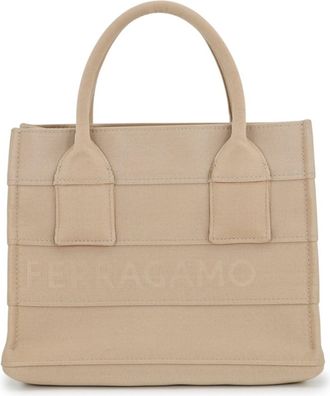 Ferragamo Beige Fabric Handbag Tote Bag (Pre-Owned)
