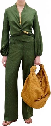 Silvia Tcherassi Emine Jacqaurd Straight Leg Pants In Hunter Green