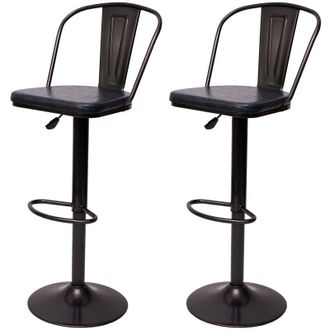 Hhg Non utilizzato] Set 2x sgabelli design industriale HHG 441a acciaio verniciato ecopelle grigio