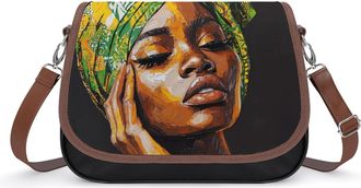 Generic African Woman Leather Crossbody Bags for Women Messenger Handbag Purse Shoulder Bag