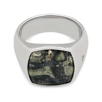 Tom Wood Accessoires, Heren, Veelkleurig, 62 MM, Kussen Geslepen Kambaba Steen Signet Ring