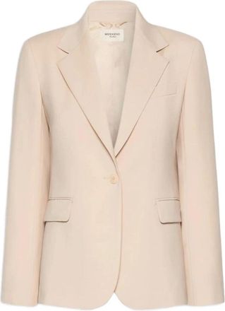 Max Mara Single-Breasted Blazer - Dames - Blazers - Beige - XS - Wol - Jassen