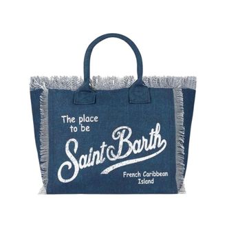 MC2 Saint Barth Tote Bags, female, Blue, Size: ONE SIZE Denim Bags with Printed Logo