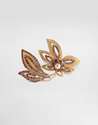 Dolce & Gabbana Maxi Flower Brooch With Rhinestones - Man Bijoux Gold Metal Onesize