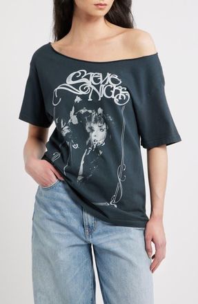 Daydreamer Stevie Nicks Bella Donna Graphic Off the Shoulder T-Shirt in Vintage Black at Nordstrom, Size X-Large