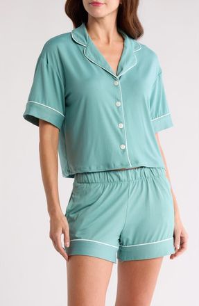 Tart Kine Short Sleeve Button-Up Shirt & Shorts Pajamas in Beryl Green at Nordstrom Rack, Size X-Large