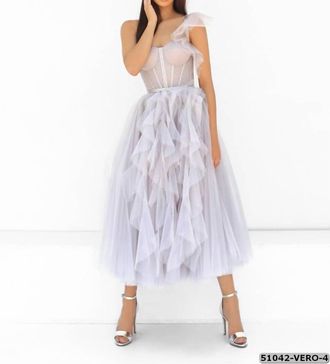 Tarik Ediz Womens A-Line Dress In Lilac Blue
