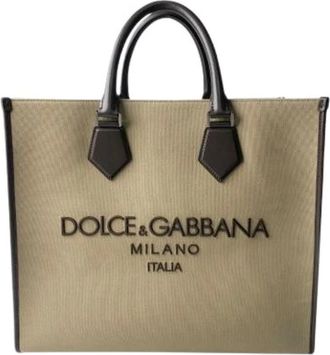 Dolce & Gabbana Pre-owned Tote Bags, female, Beige, Size: ONE SIZE Pre-owned Canvas Tote Bag