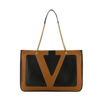 Valentino Garavani Black Nappa Leather Large Viva Superstar Shopping Bag