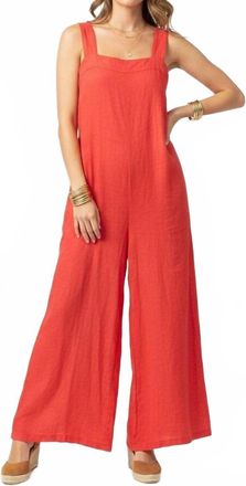 Haute Hippie Linen Blend Sleeveless Capri Cropped Jumpsuit In Orange