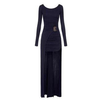 Elisabetta Franchi Red Carpet Jurk - Dames - Jurken - Blauw - Maat: 2XL Zijde