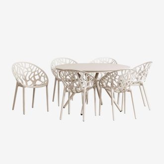 Sklum Sklum - Set De Mesa Redonda En Aluminio (&oslash;125 Cm) Valerie Y 6 Sillas De Jard&iacute;n Ores