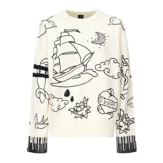 Pinko Round-neck Knitwear, female, White, M, Andros Crew-neck Jumper