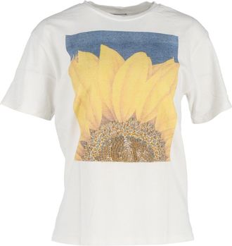 Sandro Sandro T-shirt met zonnebloemprint in cr&egrave;mekleurig biologisch katoen