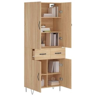 Berkfield Home Highboard Sonoma Oak 69.5x34x180 cm Engineered Wood in Light Tan