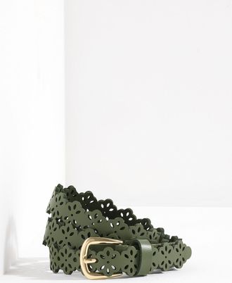 Talbots Perforated Flower Belt - Olive Leaf - Medium Talbots