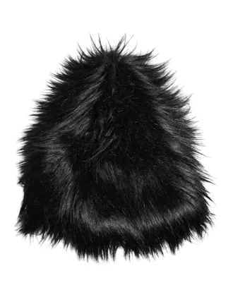 Dolce & Gabbana Black Acrylic Fur Womens Bucket Hat Polyester Modacrylic