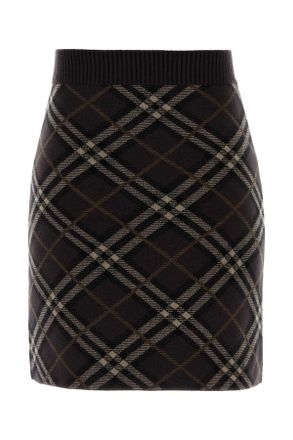 Burberry Womens Embroidered Stretch Wool Blend Mini Skirt Truffleipcheck Gonne
