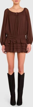 Amanda Uprichard Dallas Skort Romper In Cocoa