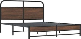 vidaXL Estructura De Cama Sin Colch&oacute;n Metal Marr&oacute;n Roble 160x200 Cm Vidaxl