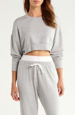 SPLITS59 Noah Crop Fleece Sweatshirt in Heather Grey at Nordstrom, Size X-Large