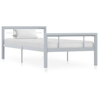 vidaXL Bed Frame without Mattress Grey and White Metal 90x200 cm Vidaxl
