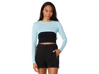 Jamie Sadock Sunsense(r) 35 SPF Lightweight Long Sleeve Crew Neck Crop Layering Top Womens Clothing Osais : SM, Nylon/Spandex