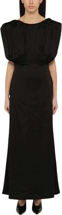 Jil Sander Gekreukelde mouwloze avondjurk - Dames - Avondkleed - Zwart - XS - Rayon - Kleedjes