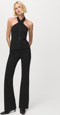 Mango Gilet collo halter bottoni nero - Donna - XS - MANGO