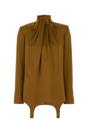 Saint Laurent Ochre Satin Blouse