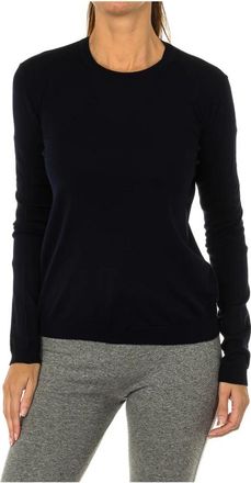 Armani Jeans Navy Lange Mouw Jersey Klassiek Ontwerp - Dames - Ronde hals truien - Blauw - S - Wol - Truien & Vesten