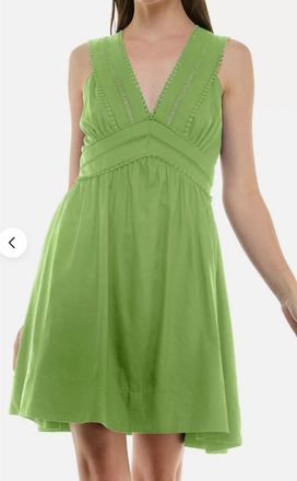 Danny & Nicole Taylor V-Neck Sleeveless Mini Dress In Lime