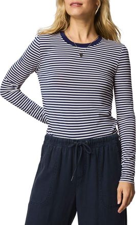 Splendid Stripe Long Sleeve Tee in Navy/white at Nordstrom, Size X-Small