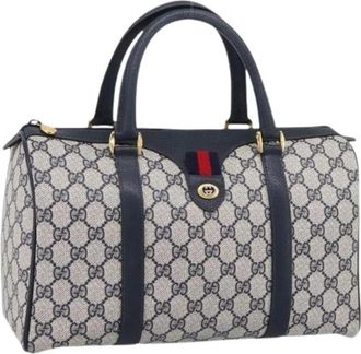 Gucci Pre-owned Vintage Boston Bag - Dames - Vintage Handtas - Blauw - ONE Size - Leer - Vintage