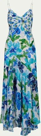 Diane Von F&uuml;rstenberg Eileen Beaded Floral-Print Maxi Dress