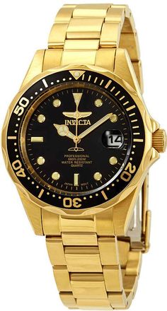 Invicta Pro Diver Black Dial Yellow Gold-plated Mens Watch 8936