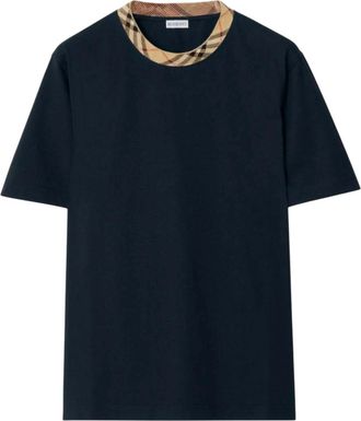 Burberry Blue Checks Crew Neck T-Shirt