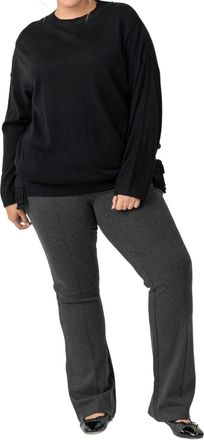 Tricot Chic Fringe Wool Sweater In Black